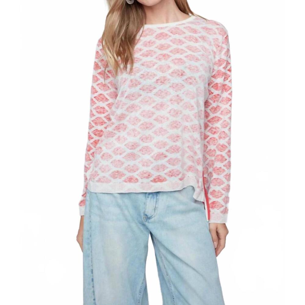 NEW RENUAR knit lips crewneck sweater in pink